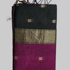 Onion pink cotton silk saree with black and golden border
