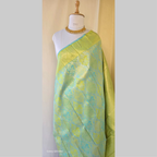 Light Green and Sky Blue Color Combined Semi Kanchipuram Silk Saree