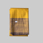 Light Golden Semi Kanchipuram Silk Saree With Lavender Border