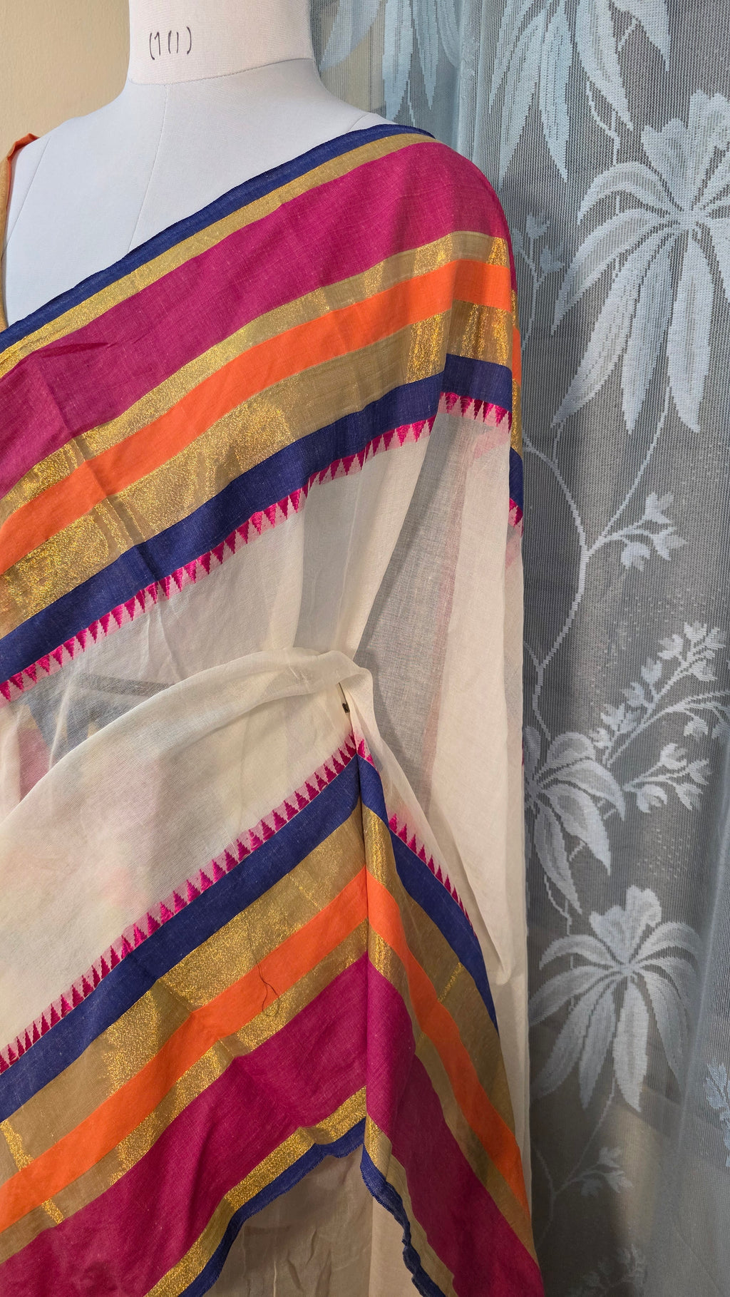 Mulcotton saree with kanchi border