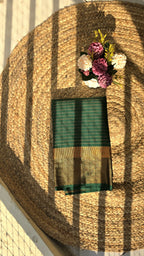 Green Colour Semi Kanchipuram Silk Saree With Golden Border