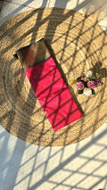 Rani pink colour semi silk saree with dark green border