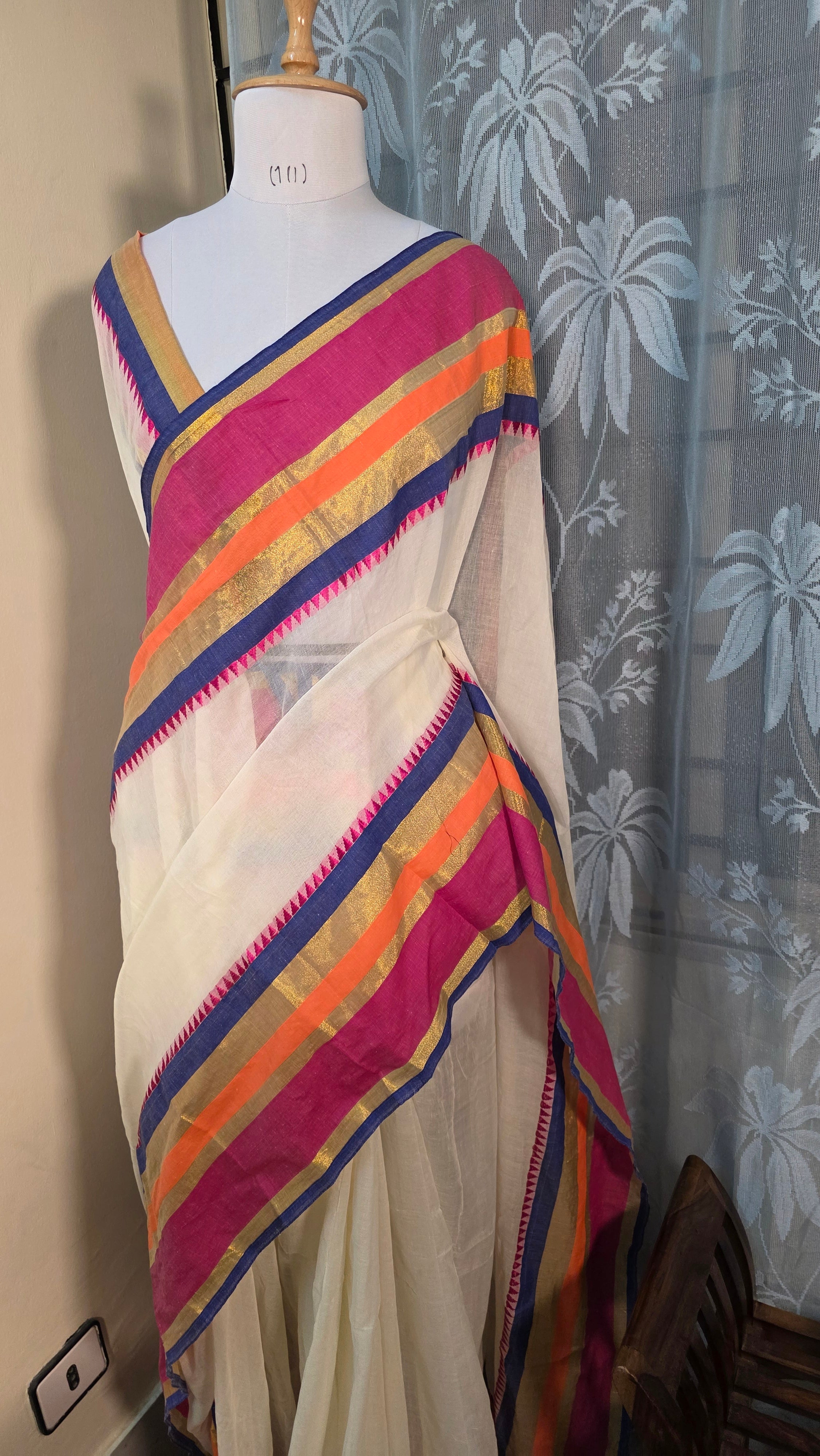 Mulcotton saree with kanchi border