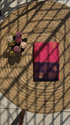 Pink colour semi silk saree with violet border