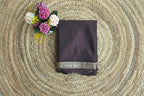 Dark coffee brown semi mysore silk saree with golden border