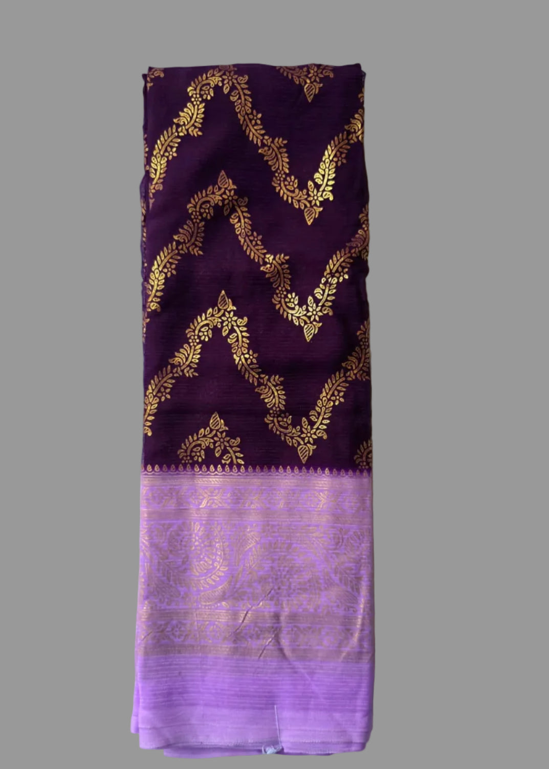 Purple colour with pink border foil printed saree